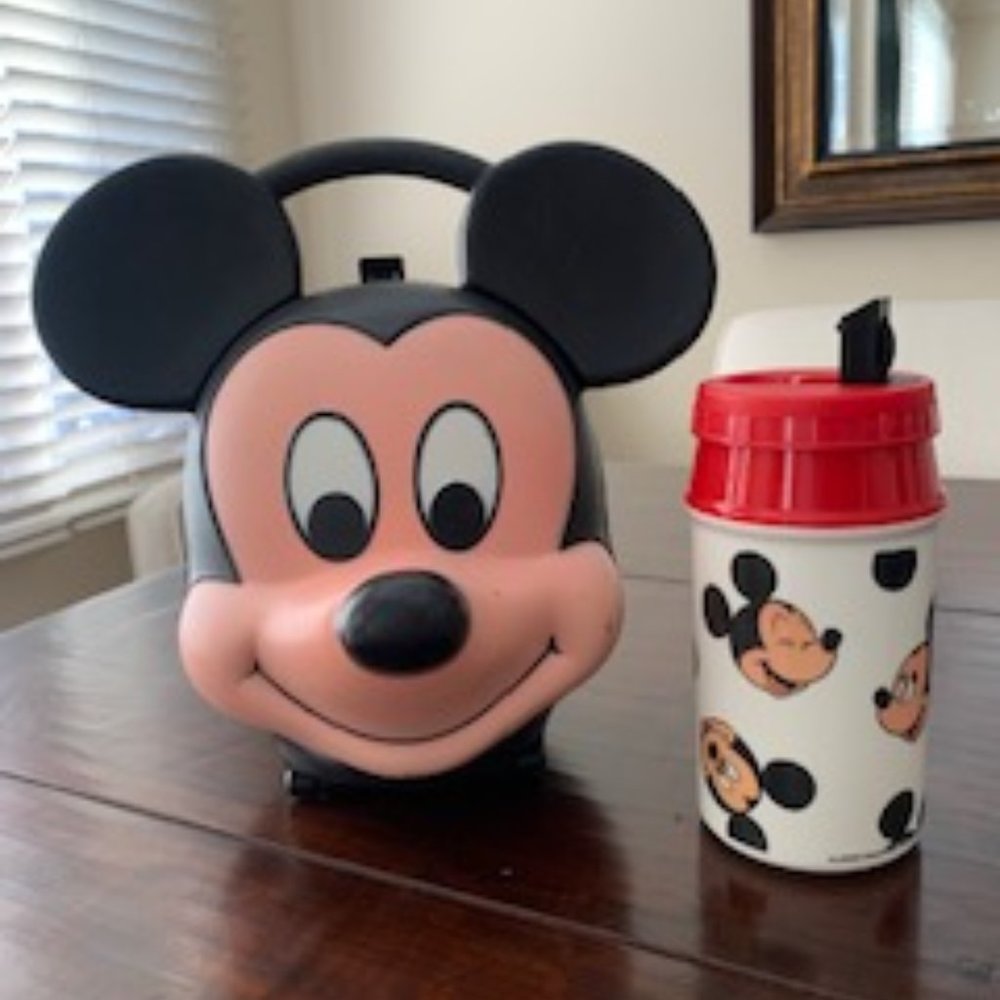 VINTAGE Disney Mickey Mouse Head Lunch Box Kit By Aladdin Industries